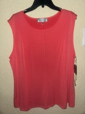 Kasper Coral Crewneck Sleeveless Top